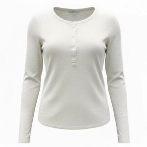 Vince Off White Snap Front Long Sleeved Henley Size XL